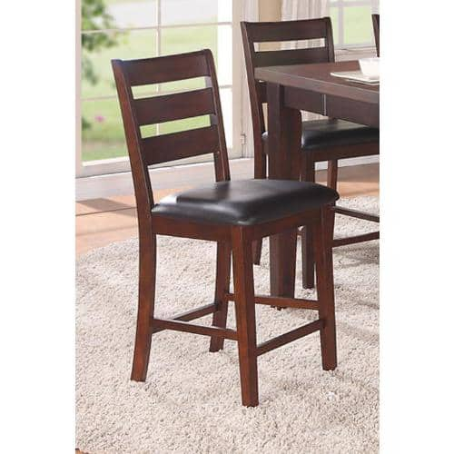 Benzara Wooden Walnut Brown Counter Height Armless Chair Set of 2