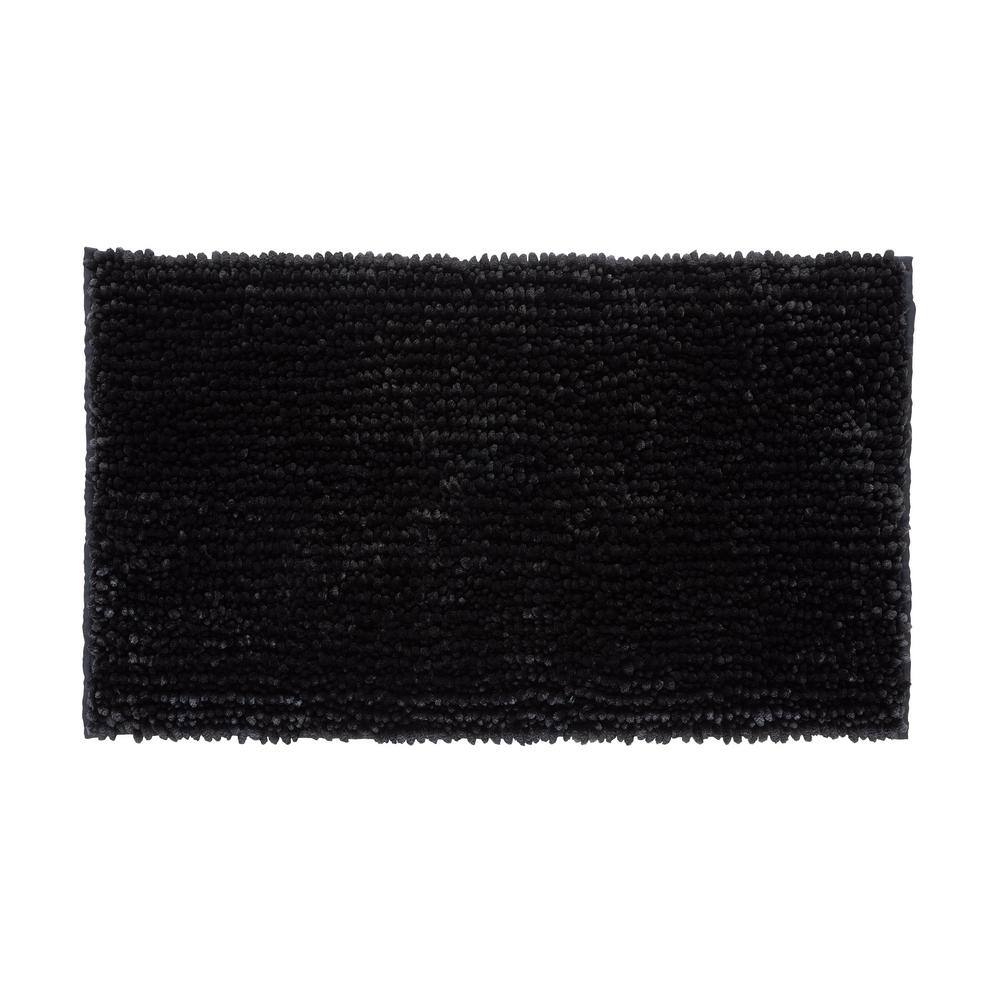 Laura Ashley Butter Chenille 17 in. x 24 in. Black Bath Mat LAB015385