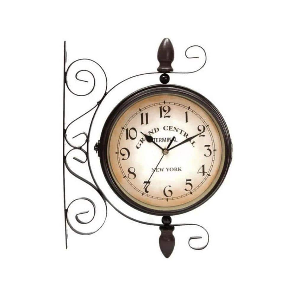 Vintage Black Analog Metal Double Sided Silent Wall Clock