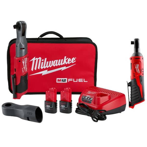 M12 FUEL 12V Lithium-Ion Brushless 1/2 in. Cordless Ratchet Kit with (2) 2. 0Ah Batteries, Charger, Bag & 1/2 Ratchet