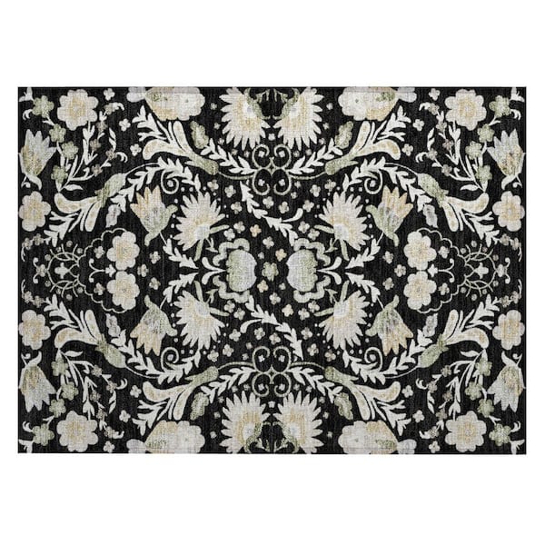 Chantille Machine Washable Indoor/Outdoor Abstract ACN3049 Black 2 ft. x 3 ft. Accent Rug