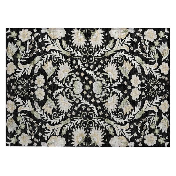 Chantille Machine Washable Indoor/Outdoor Abstract ACN3049 Black 3 ft. x 4 ft. Area Rug