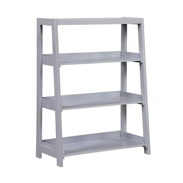 Eliza 41 in. Tall Gray Wood 3 Fixed Shelves Bookcase