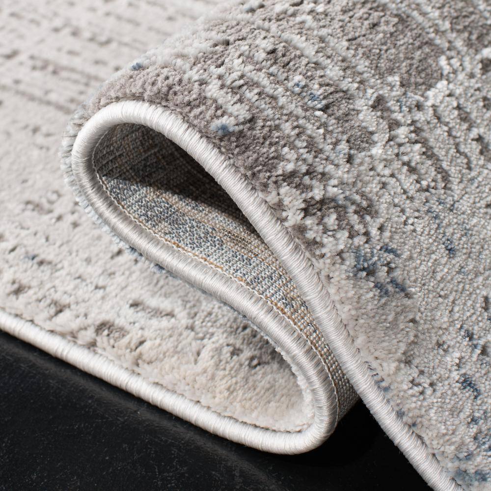 Gray and Blue Abstract Washable Rectangular Area Rug