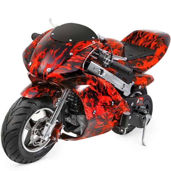 XtremepowerUS Mini Red Flame Pocket Bike Kids Adult Gas Motorcycle 40cc  4-Stroke EPA Motor Engine 99706 - The Home Depot