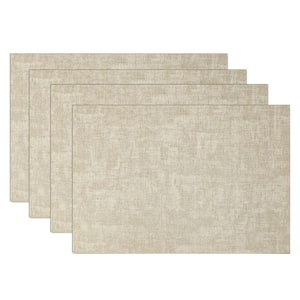 11.8 in. x 16.9 in. Beige Leather Placemats, Reversible Placemats, Waterproof Insulated Placemats (Set of 4)