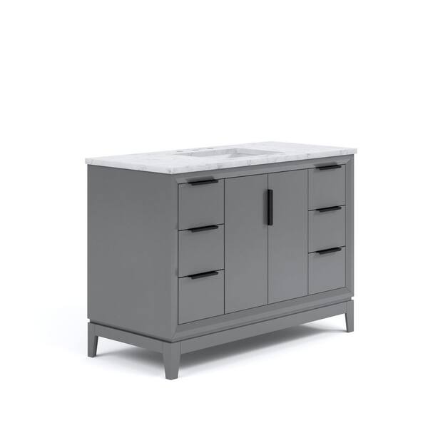 Elizabeth Collection 48 in. Bath Vanity in Cashmere Grey With Vanity Top in Carrara White Marble - Vanity Only