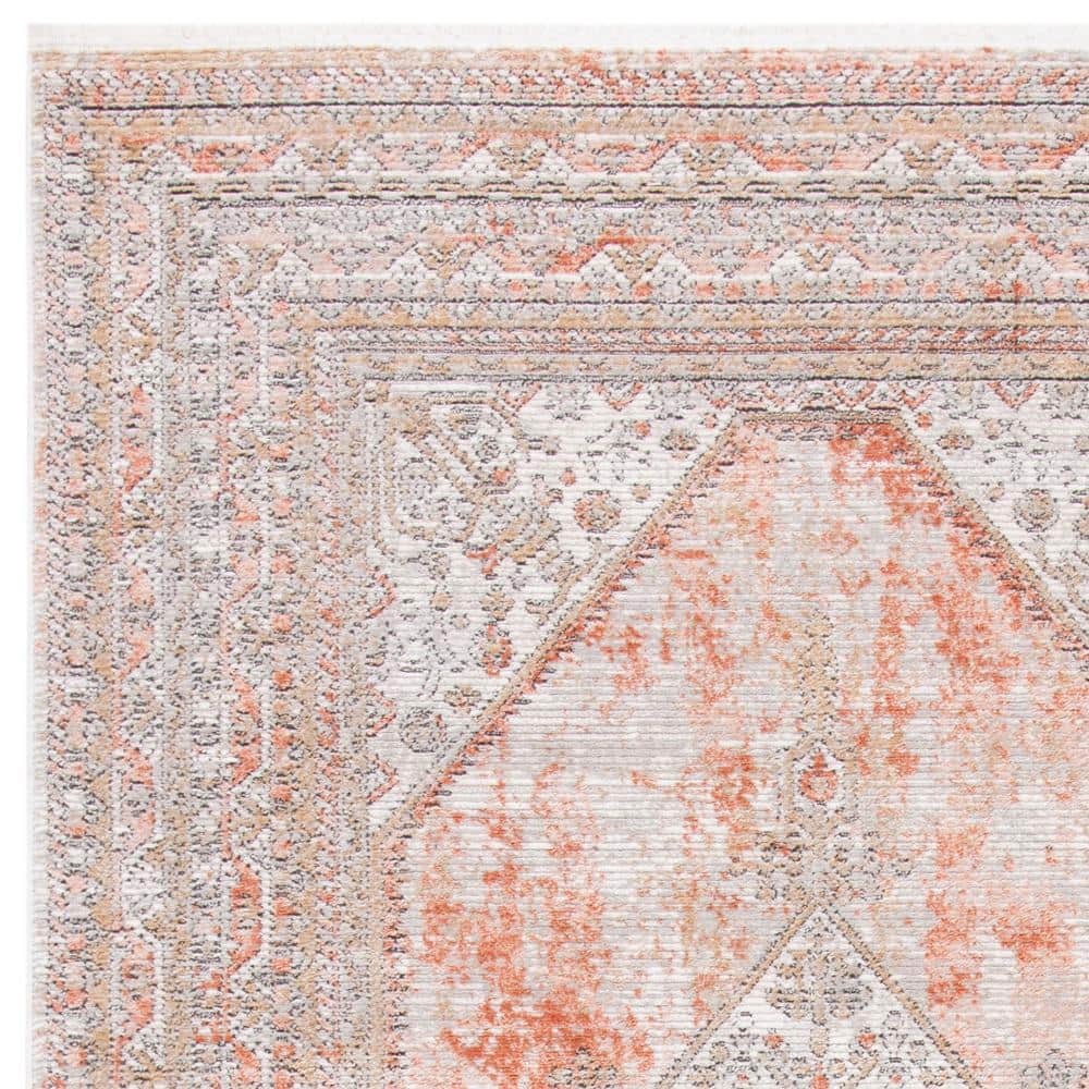 Shivan Rose and Gray Medallion Distressed Area Rug