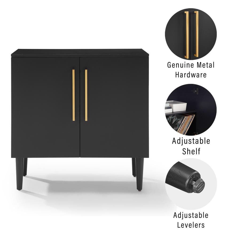 Everett Mid-Century Modern Black Accent Cabinet with Adjustable Shelf