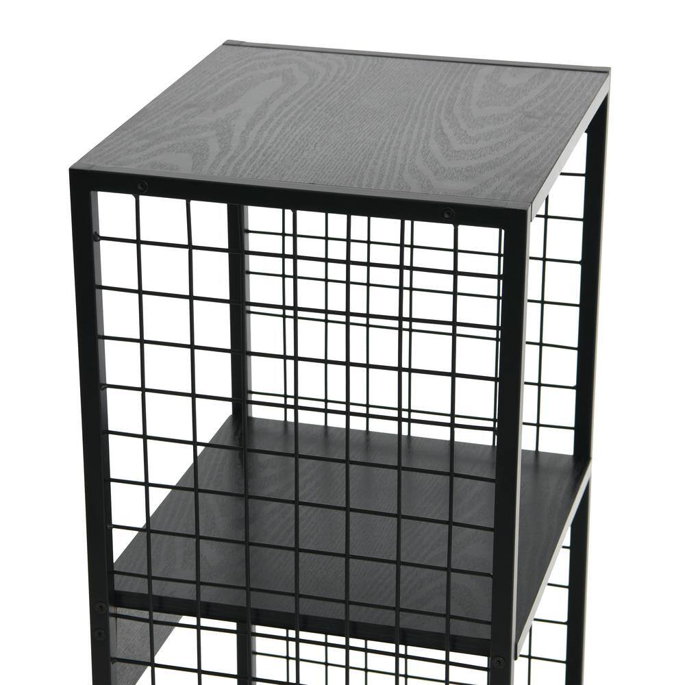 Black Metal and Wood Grain 2-Cube Bookshelf