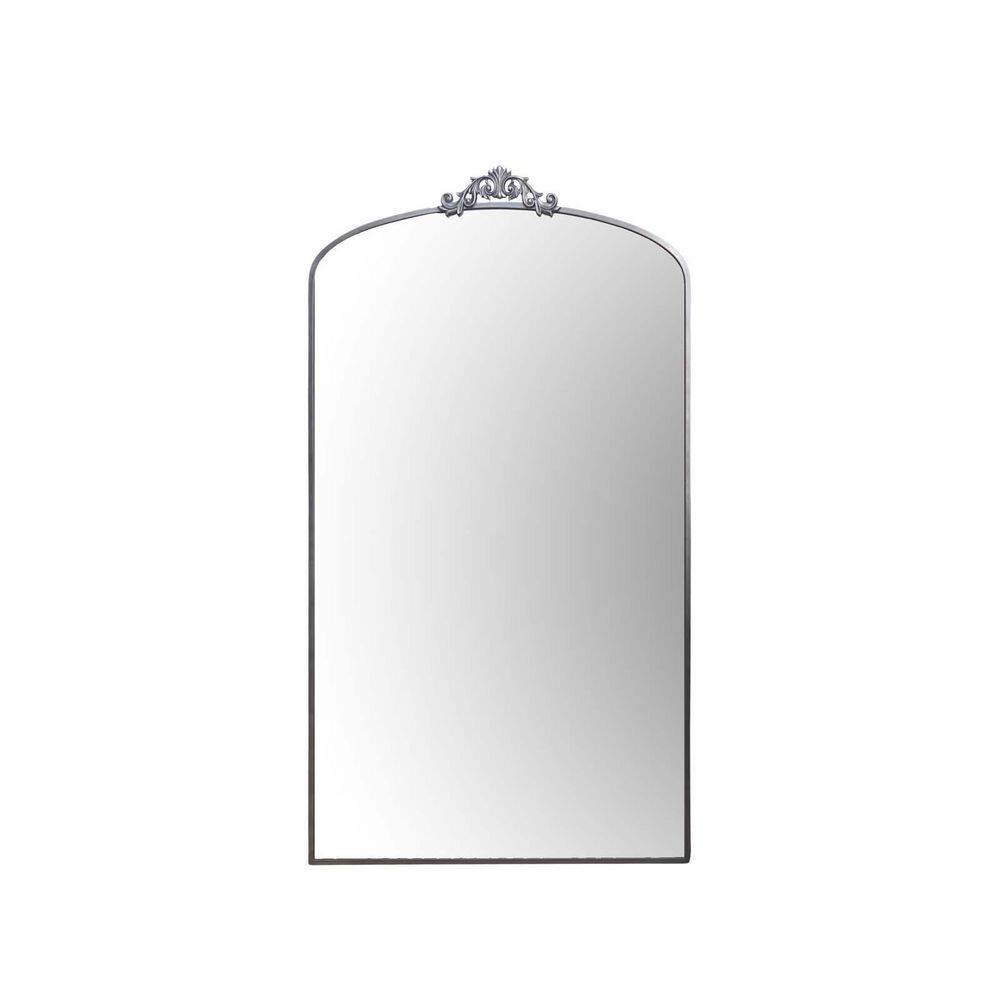 Silver 36 in. W x 66 in. H Arch Metal Framed Floor Mirror, Full Length Mirr