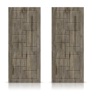 72 in. x 84 in. Hollow Core Weather Gray Stained Solid Wood Interior Double Sliding Closet Doors