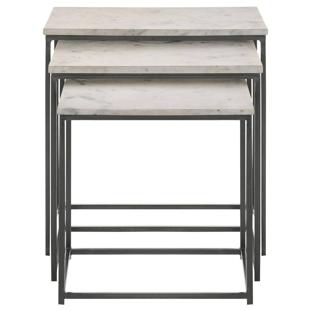 Medora White Marble and Gunmetal Nesting Tables