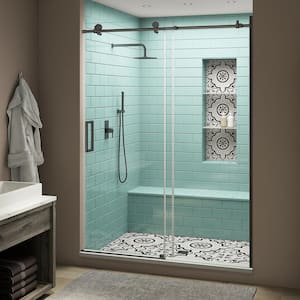 Coraline XL 44 - 48 in. x 80 in. Frameless Sliding Shower Door with StarCast Clear Glass in Oil Rubbed Bronze Left Hand