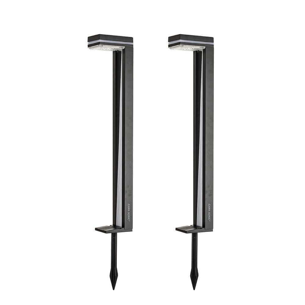 Sentry Modern Black Solar LED Pathway Lights with Blue Accent - 2 Pack