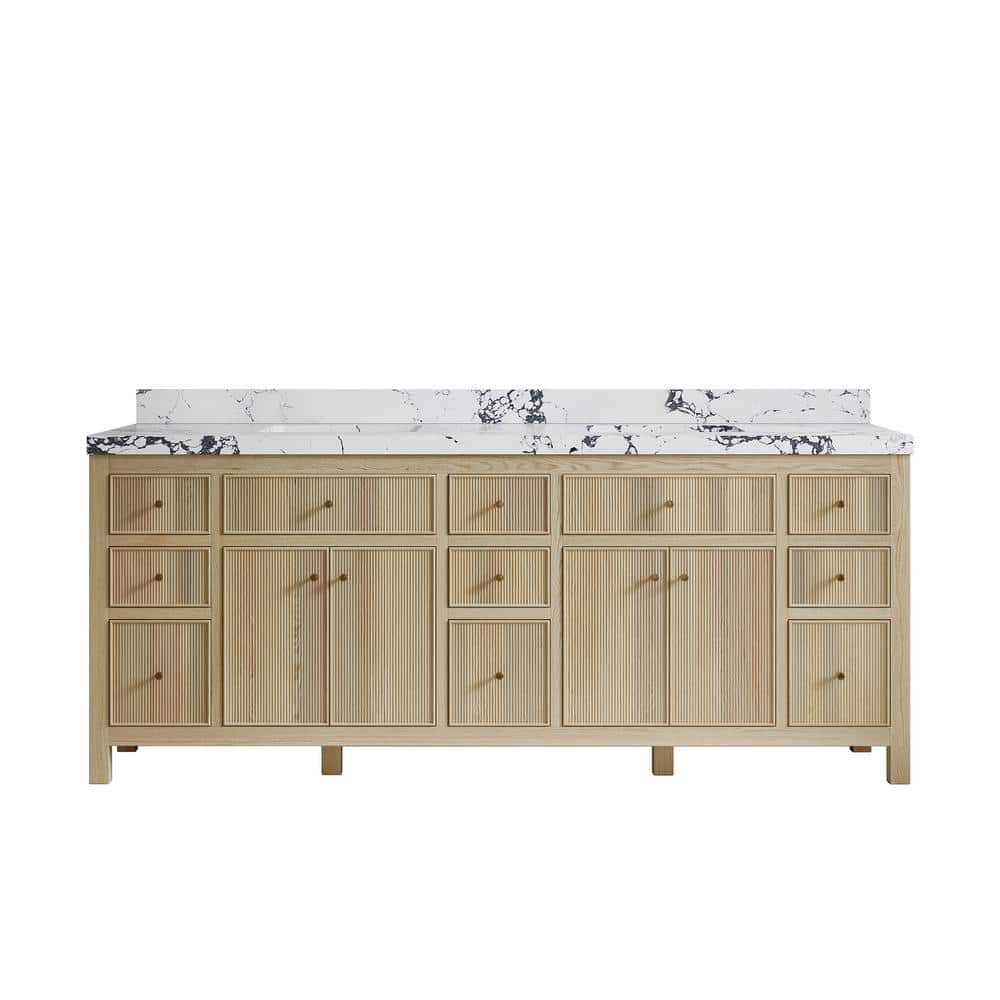 Sonoma Oak 84 in. W x 22 in. D x 36 in. H Double Sink Bath Vanity in White Oak with 2 in. Viola Night Qt. Top price history on PriceWatchPro
