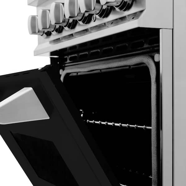 ZLINE 24 2.8 cu. ft. Dual Fuel Range with Gas Stove and Electric Oven in  Stainless Steel and Black Matte Door (RA-BLM-24) 