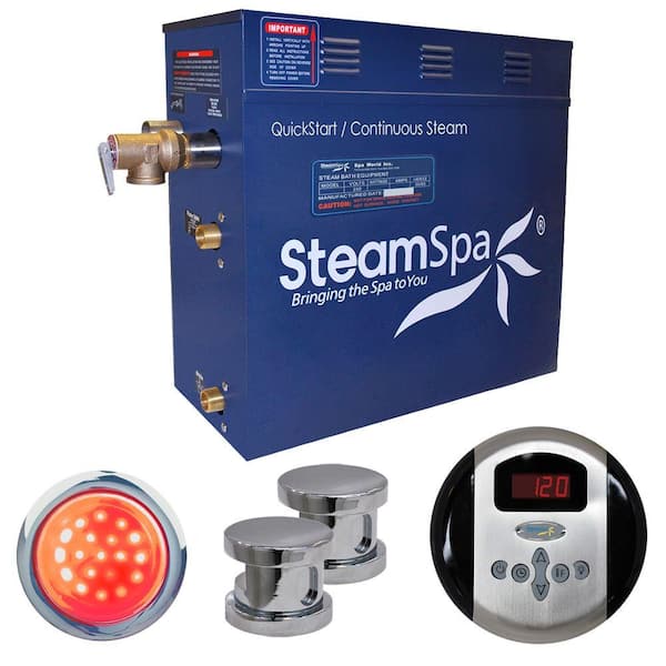 SteamSpa Indulgence Series 10.5kW Steam Bath Generator with Continuous Steam and Quick Start Technology in Polished Chrome