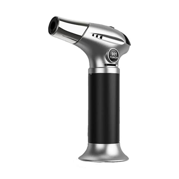 Refillable Aluminum Alloy Kitchen Torch with Adjustable Flame Safety Lock Fuel Gauge for Cooking Soldering