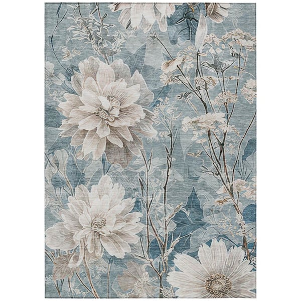 Chantille Machine Washable Indoor/Outdoor Abstract ACN2882 Teal 5 ft. x 7 ft. 6 in. Area Rug