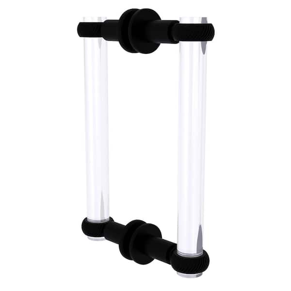 Allied Brass Clearview  8 in. Back to Back Shower Door Pull with Twisted Accents in Matte Black (1-Pair)