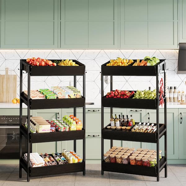 BYBLIGHT Eulas 2CPS Black 29.13 in. 4-Tier Display Cabinet