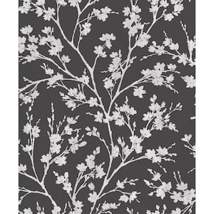 Secret Garden Black and Greige Calming Branches Non-Woven Paper Non-Pasted Wallpaper Roll (Covers 57.75 sq.ft.)