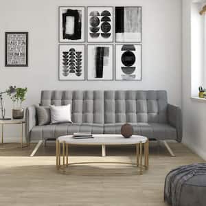 Eva Gray Linen Upholstered Convertible Futon and Sofa Sleeper