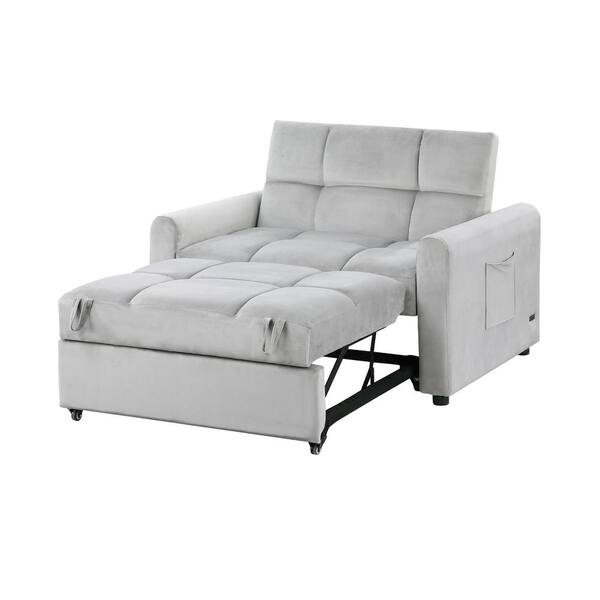 Unbranded 50.39 in. Light Gray Velvet Twin Sofa Bed