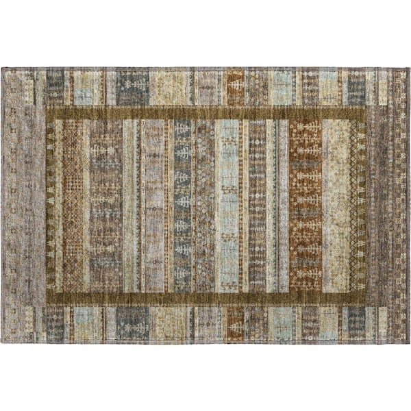 Mayfield Premium Machine Washable Abstract AMF2160 Brown 2 ft. x 3 ft. Accent Rug