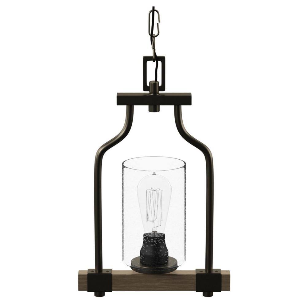 Barnes Mill Antique Bronze Mini Pendant with Seeded Glass Shade