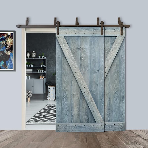 CALHOME 44 in. x 84 in. Z-Bar Bypass Denim Blue Stained DIY