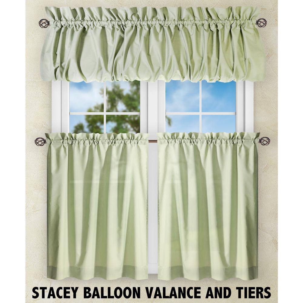 Sage Sheer Cotton Polyester Rod Pocket Window Tier Pair