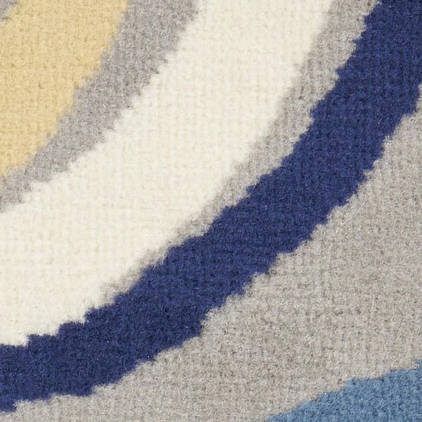 2 ft. x 8 ft. White Geometric Washable Area Rug