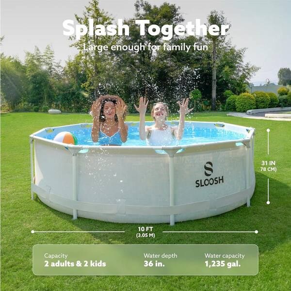 10ft x 30 in. Outdoor Round Frame Above Ground Swimming Pool Set Kiddie Pool for Kids Adults with Filter Pump