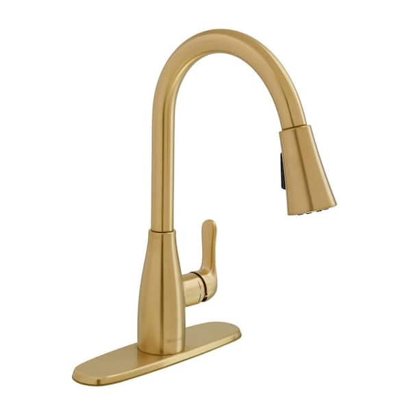 Glacier Bay McKenna Single-Handle Pull-Down Sprayer Kitchen Faucet in Matte Gold with TurboSpray and FastMount