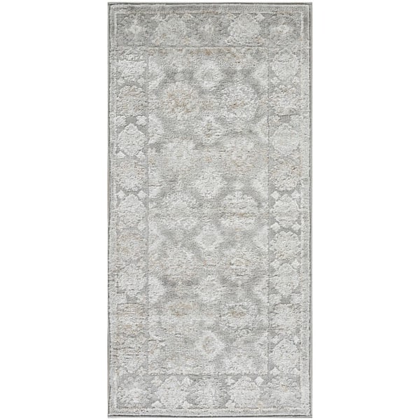 Dekor Grey 2 ft. x 4 ft. Medallion Traditional Area Rug