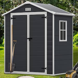 Drak Gray 6 ft. W x 4 ft. D All-Weather Resin Patio Outdoor Plastic Storage Shed w/Window & Reinforced Floor(24 sq. ft.)