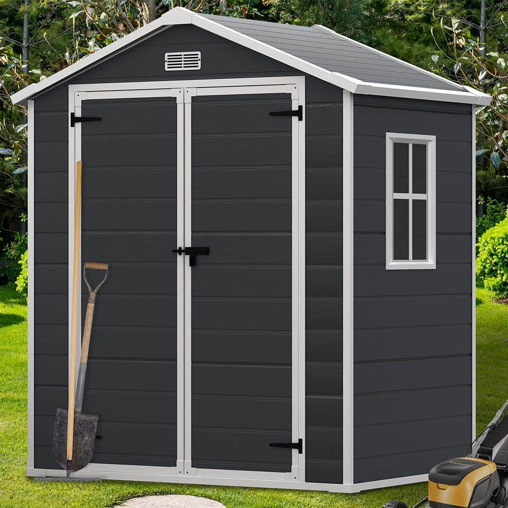 Drak Gray 6 ft. W x 4 ft. D All-Weather Resin Patio Outdoor Plastic Storage