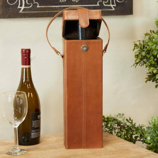 Leather wine best sale bottle holder