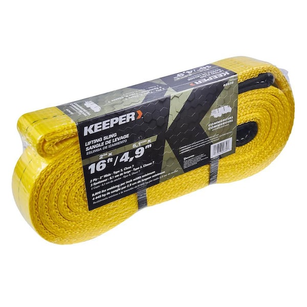 Keeper 3 in. x 16 ft. 2 Ply Flat Loop Polyester Lift Sling 02638 - The Home  Depot