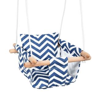 Baby Canvas Hanging Swing Seat Wooden Hammock Chair Toy Blue
