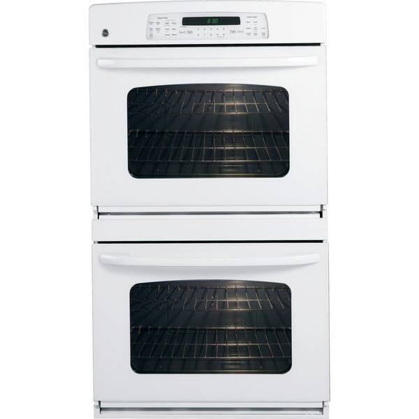 GE 30 in. Double Electric Wall Oven Self-Cleaning with Convection (Upper Oven Only) in White