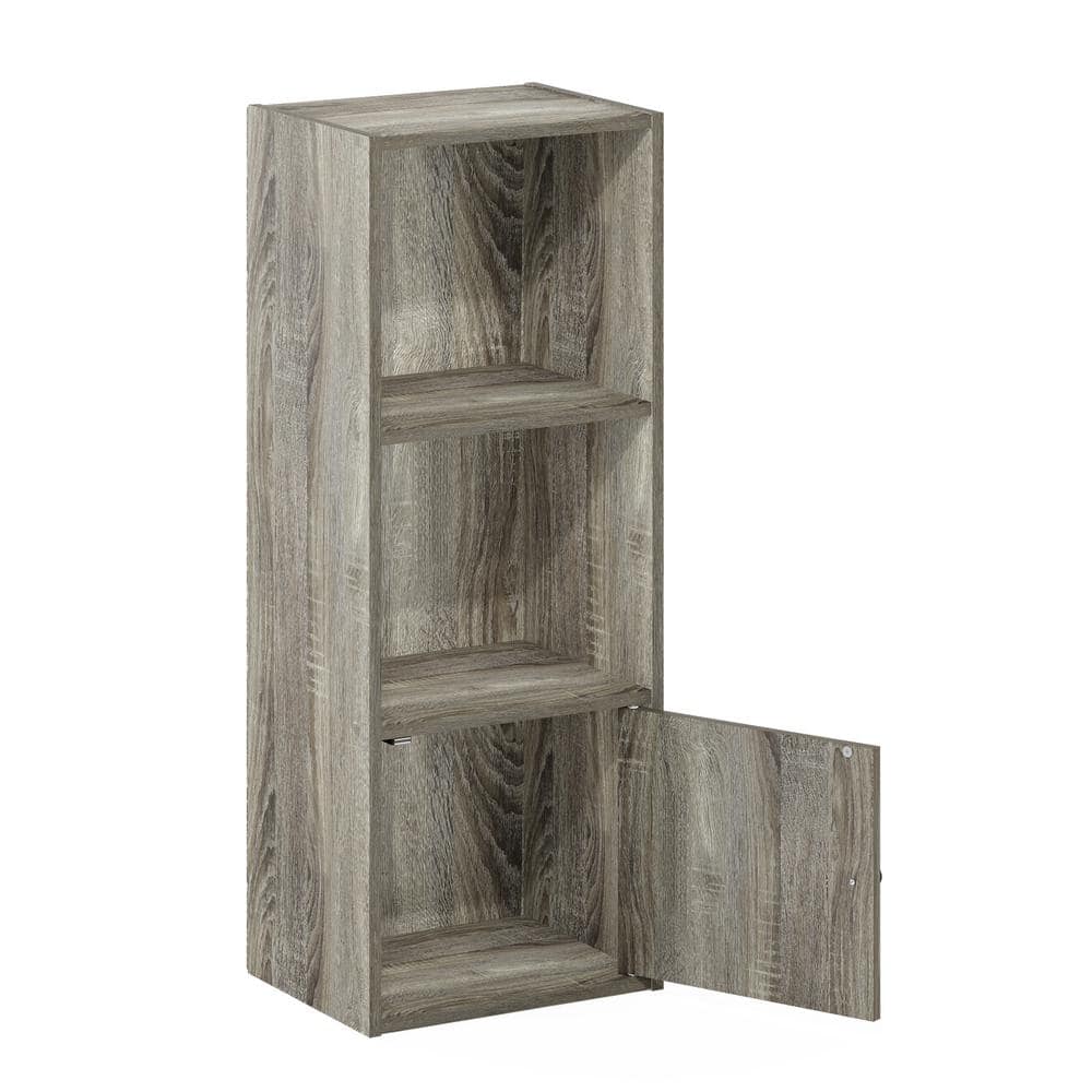 French Oak Compact Wood Bookcase with Door Storage