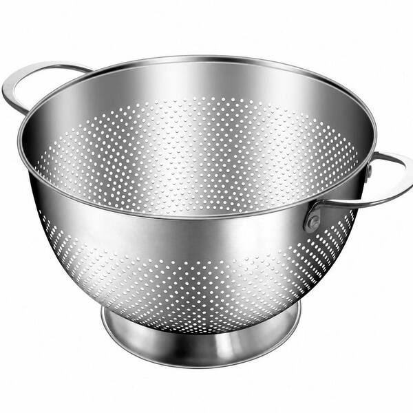 5 qt. Oversized Handles, Nesting Design, Rust-Resistant, Raised Base, Dishwasher Safe Stainless Steel Colander