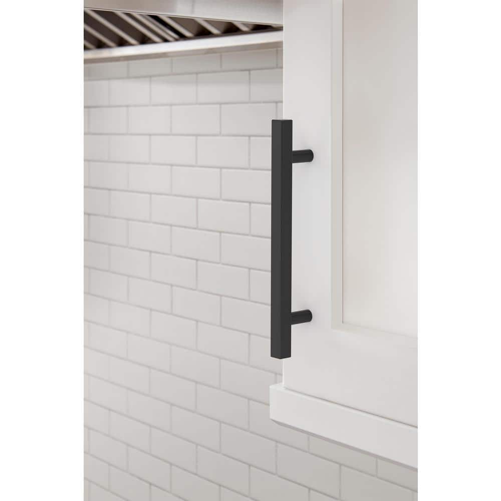 Matte Black Modern Bar Cabinet Pulls with Mounting Hardware, 10 Pack