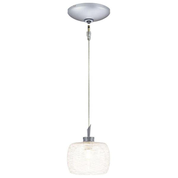 JESCO Lighting Low Voltage Quick Adapt 4-1/8 in. x 101 in. White Weaves on Frosted Glass Pendant and Canopy Kit