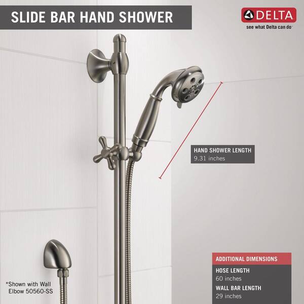 Delta 3-Spray Patterns 1.75 GPM 3.34 in. Wall Mount Handheld