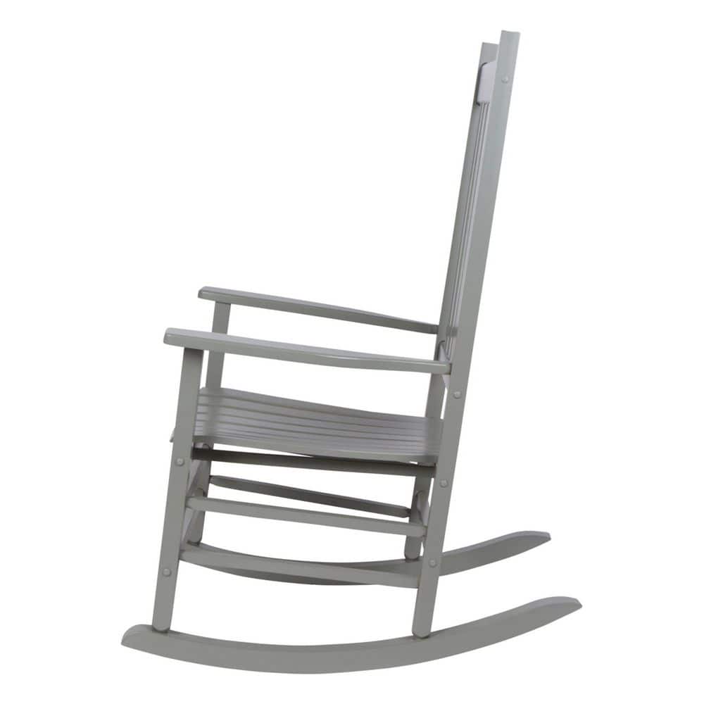 Gray Hardwood High Back Porch Rocking Chair