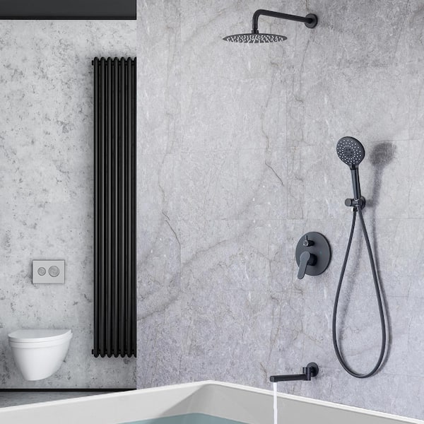Shower Head Single Handle 3-Spray Shower Faucet 2.5 GPM with Anti Scald in Matte Black